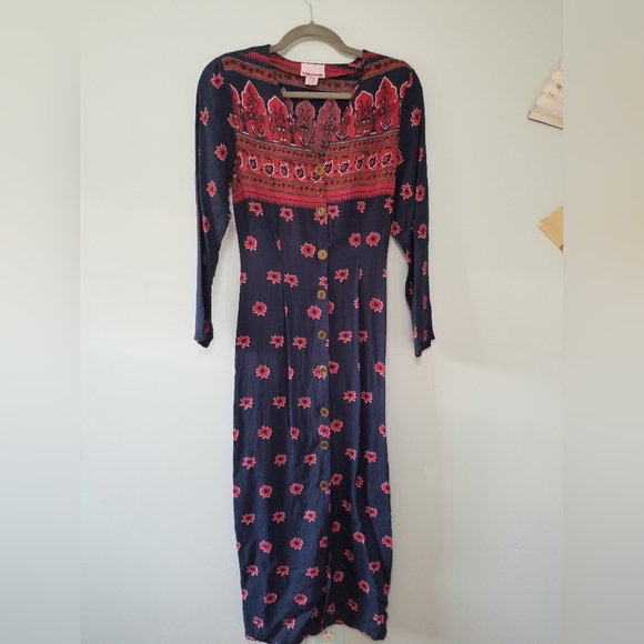 Long button down patterned dress - Picture 6 of 11